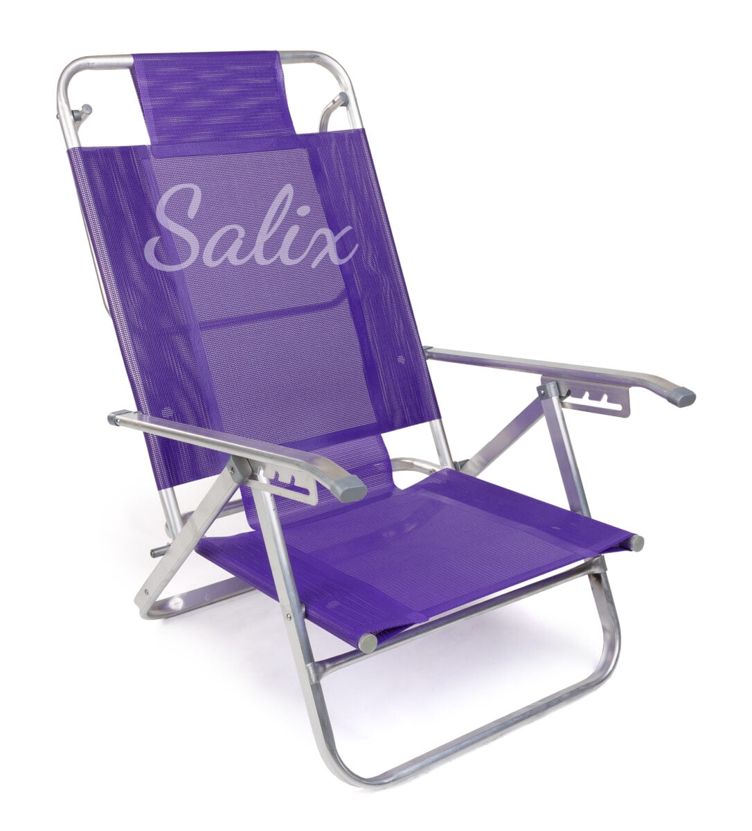 Beta Lila con marca Reposera aluminio plegable ultra liviana