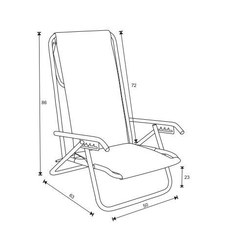 Reposera cinta caño aluminio plegable descansar 80012